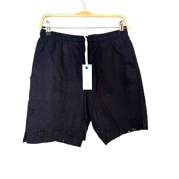 NWT Johnny Was Jade Nora Navy Eyelet Linen W/Cotton Lining Shorts Size S - Picture 1 of 9